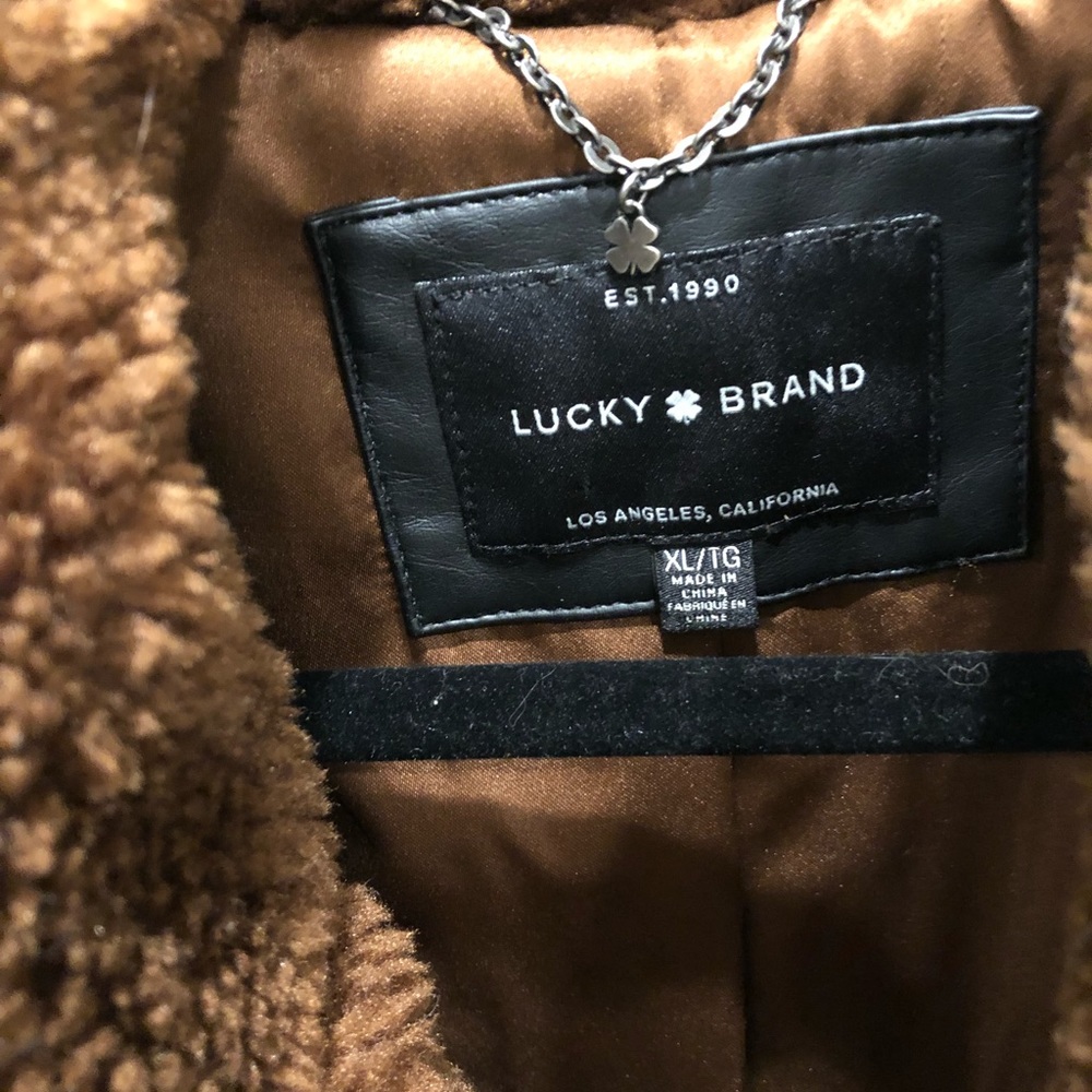 Lucky Brand Faux Fur Shearling Long Coat Jacket XL